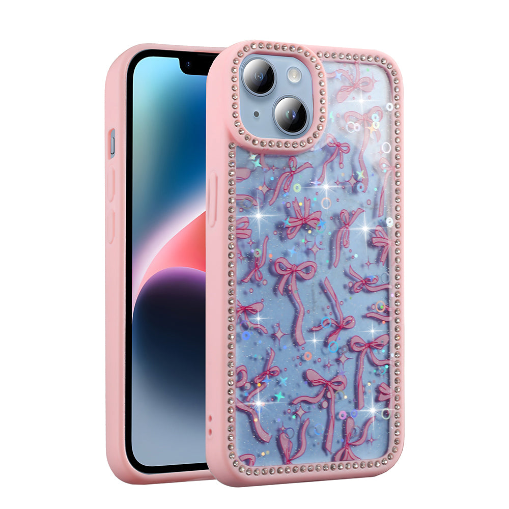 Apple iPhone 14 Kılıf Taşlı ve Simli Tasarım Zore Azra Kapak Siyah