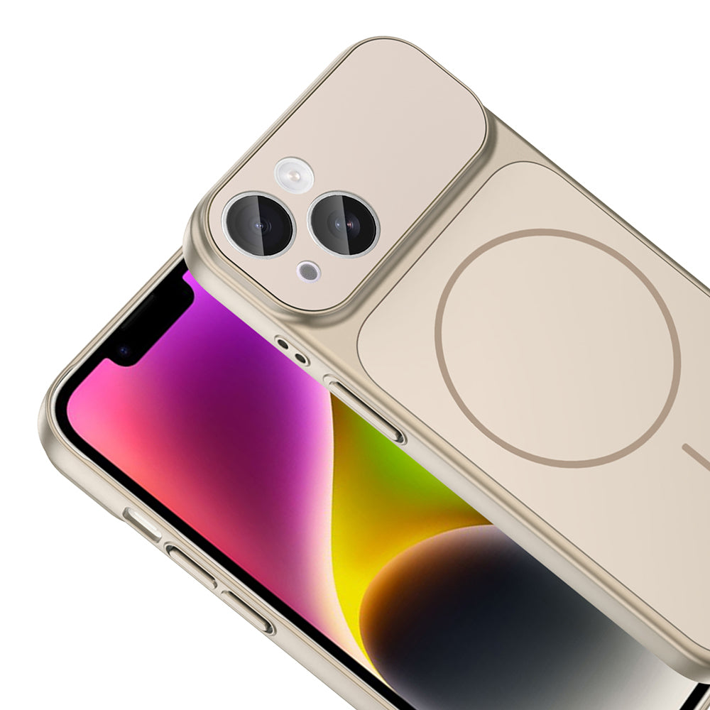 Apple iPhone 14 Kılıf Zore M-Safe Şarj Özellikli Kamera Korumalı Formen Kapak Mavi