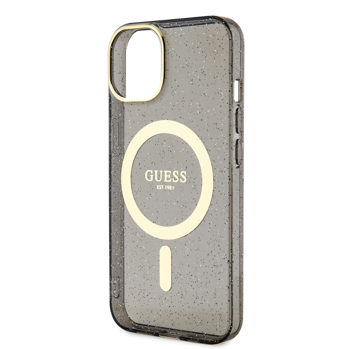 Apple iPhone 14 Plus Kılıf GUESS Magsafe Şarj Özellikli Glitter Kapak Siyah