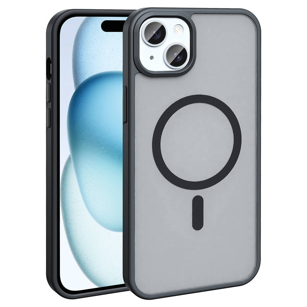 Apple iPhone 14 Plus Kılıf M-safe Şarj Özellikli Mat Arka Yüzey Zore Sio Kapak Siyah