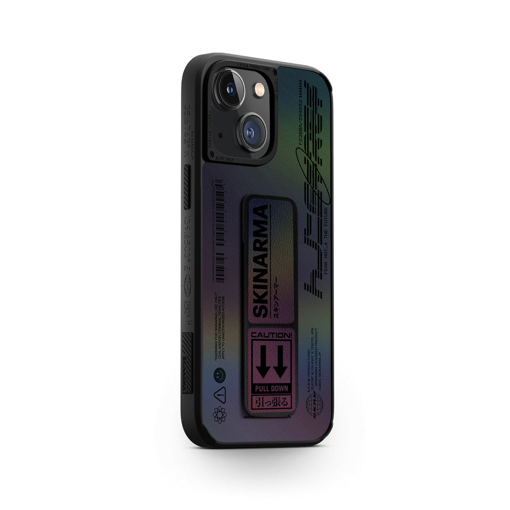 Apple iPhone 14 Plus Kılıf SkinArma Holografik Tasarımlı Standlı Deri Görünümlü Kira Kobai Kapak Colorful