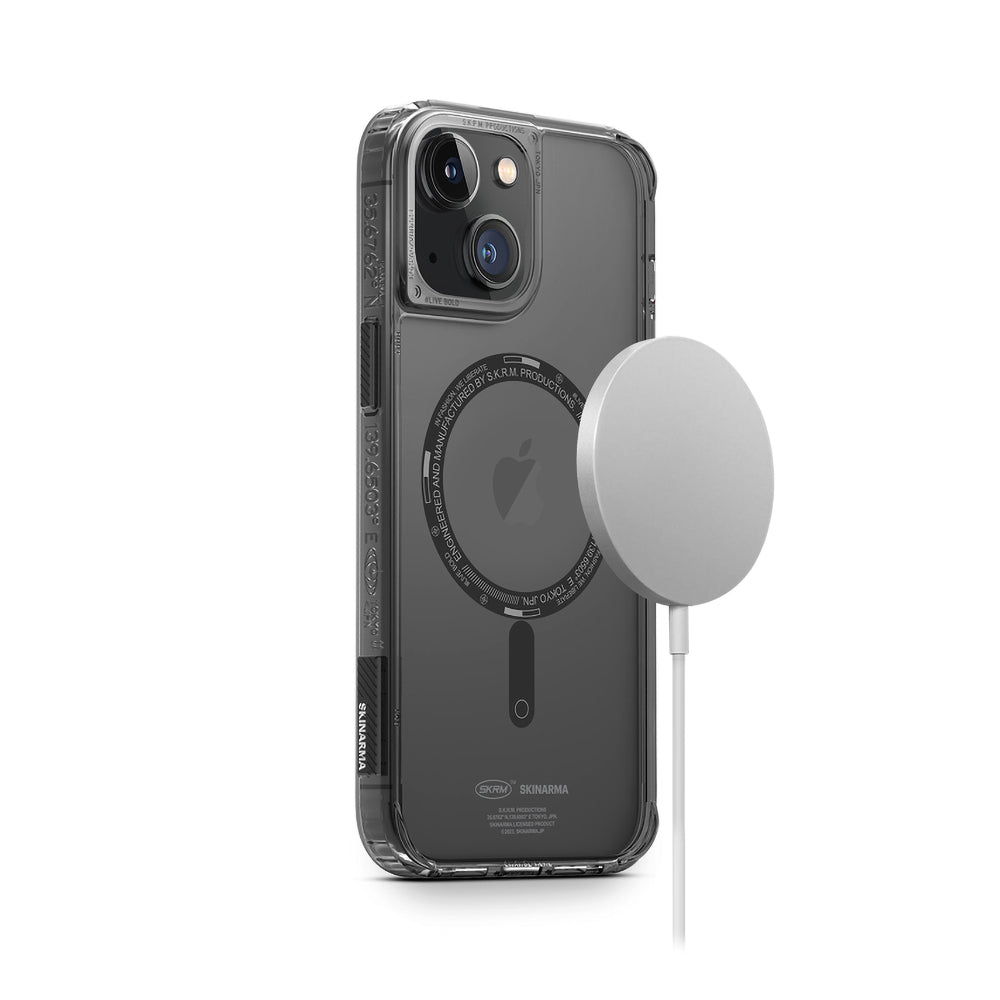 Apple iPhone 14 Plus Kılıf SkinArma Şeffaf Airbag Tasarımlı Magsafe Şarj Özellikli Saido Kapak Füme