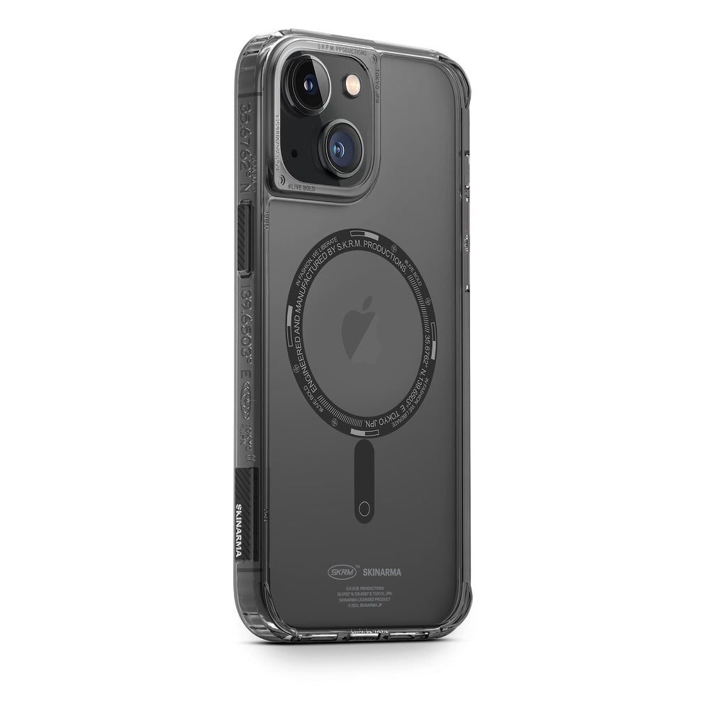 Apple iPhone 14 Plus Kılıf SkinArma Şeffaf Airbag Tasarımlı Magsafe Şarj Özellikli Saido Kapak Füme