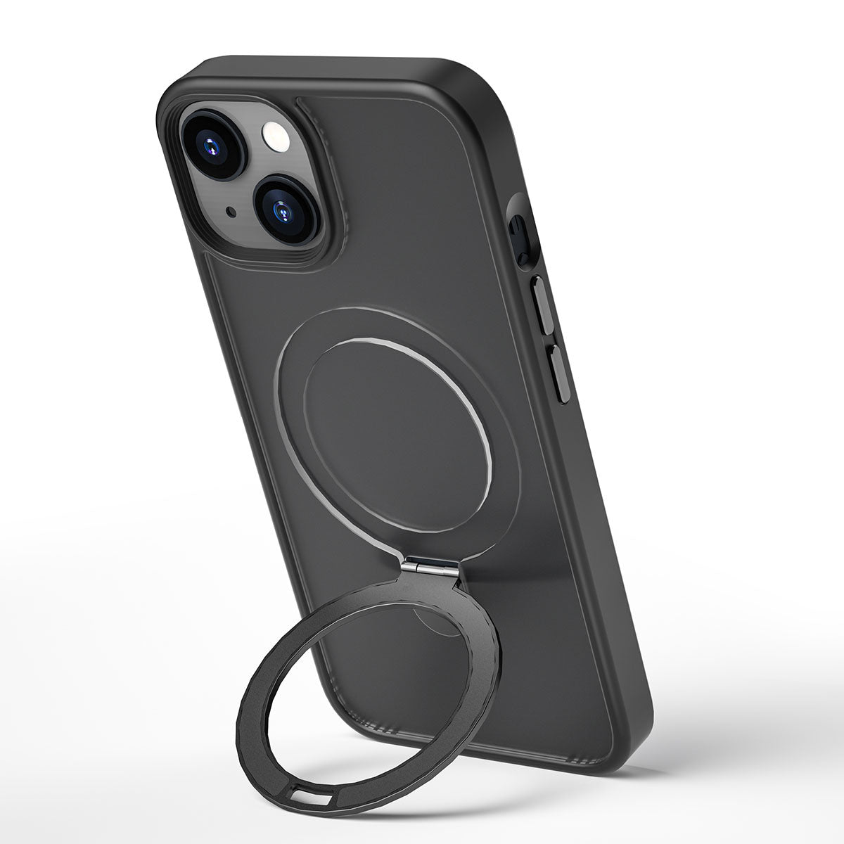 Apple iPhone 14 Plus Kılıf Wiwu ZMM-010 Magsafe Şarj Özellikli Parmak İzi Bırakmayan Mat Transparan Standlı Kapak Derin Mor