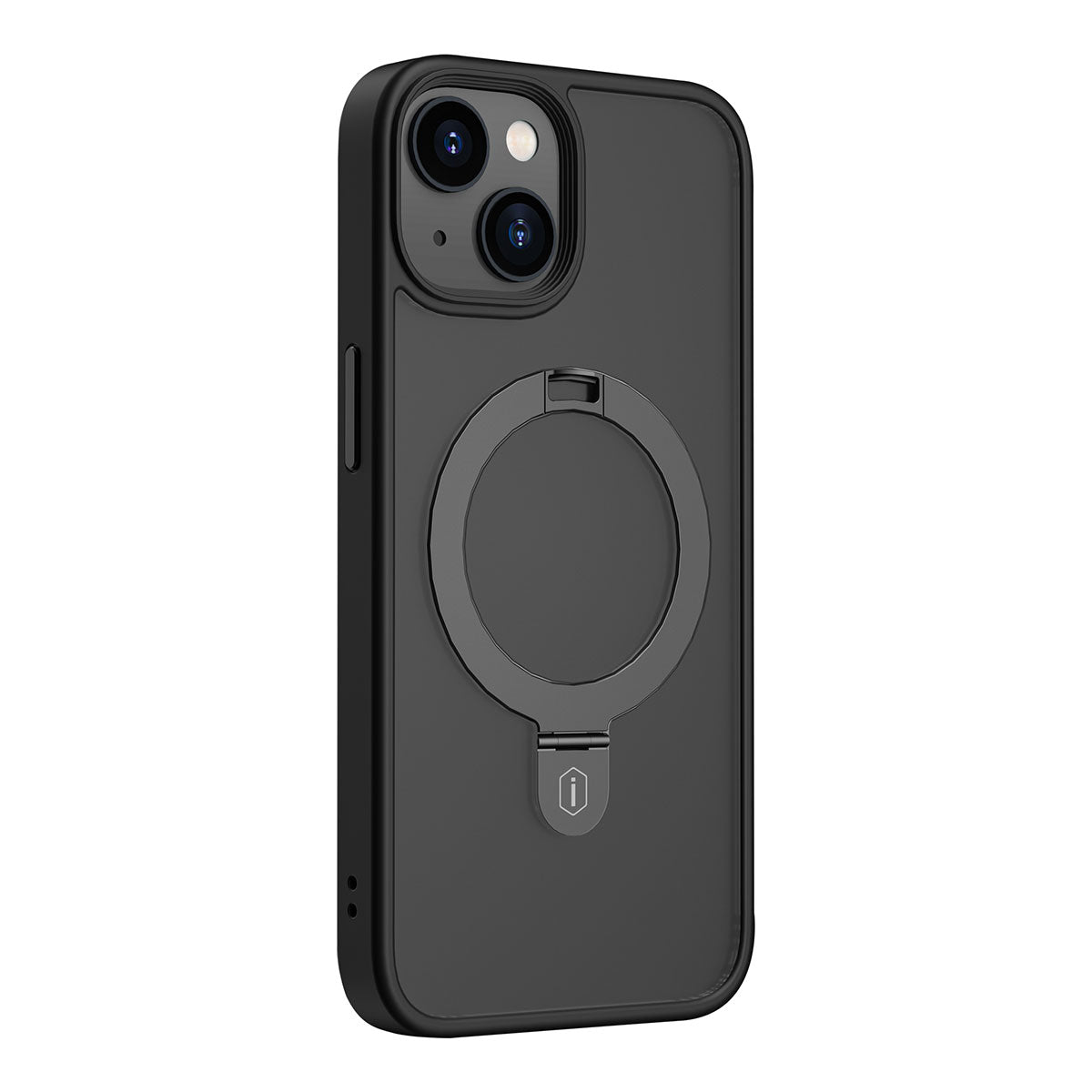 Apple iPhone 14 Plus Kılıf Wiwu ZMM-010 Magsafe Şarj Özellikli Parmak İzi Bırakmayan Mat Transparan Standlı Kapak Siyah