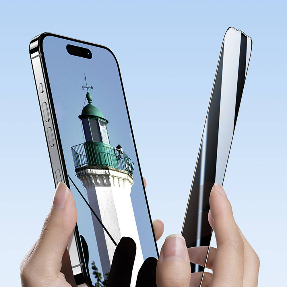 Apple iPhone 14 Pro Hidrofobik Ve Oleofobik Özellikli Benks Privacy Air Shield 0.4mm Ekran Koruyucu 10'lu Paket Şeffaf
