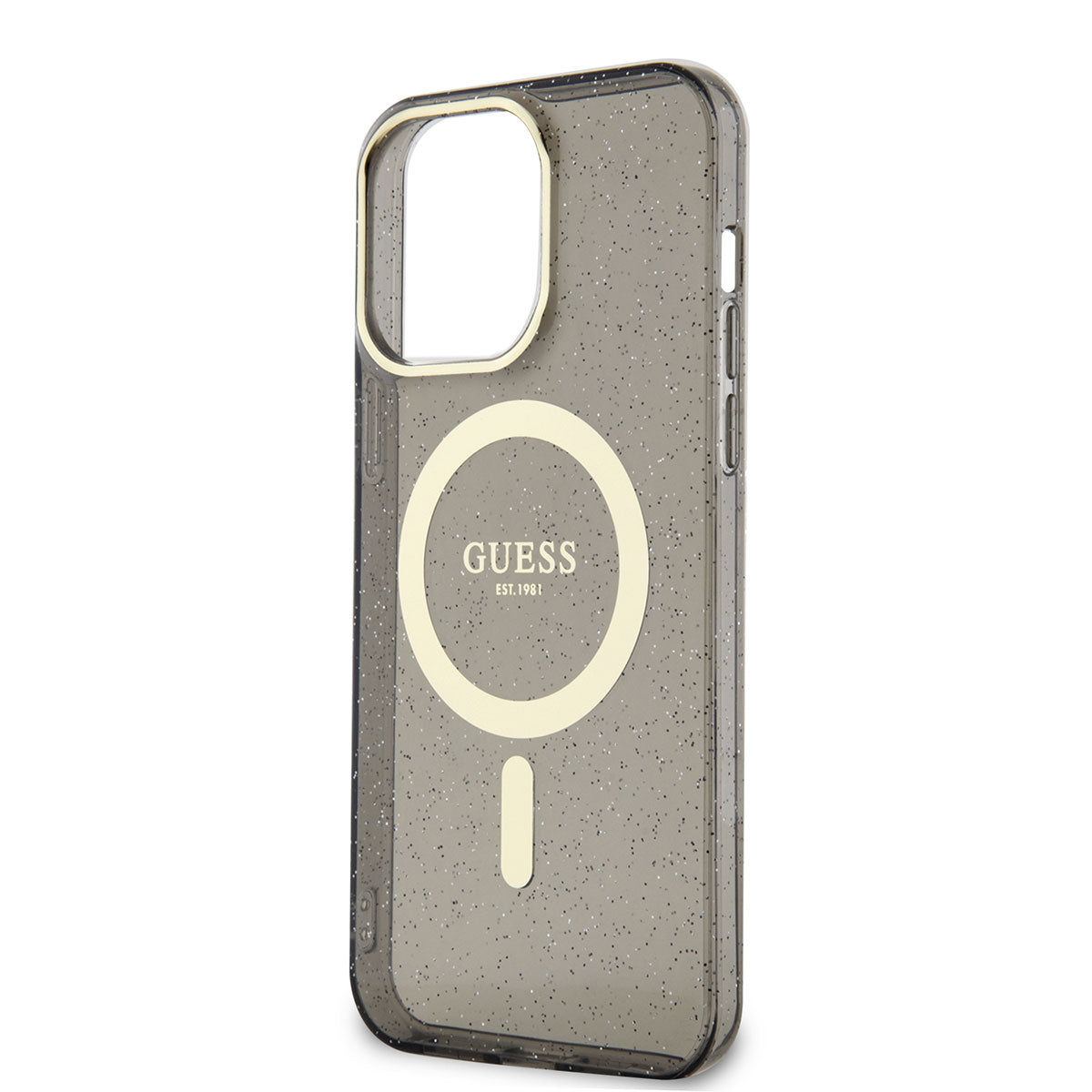 Apple iPhone 14 Pro Kılıf GUESS Magsafe Şarj Özellikli Glitter Kapak Siyah