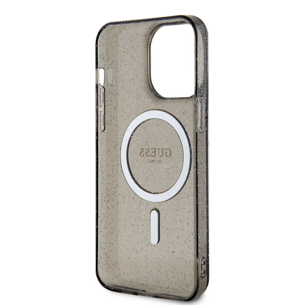 Apple iPhone 14 Pro Kılıf GUESS Magsafe Şarj Özellikli Glitter Kapak Siyah