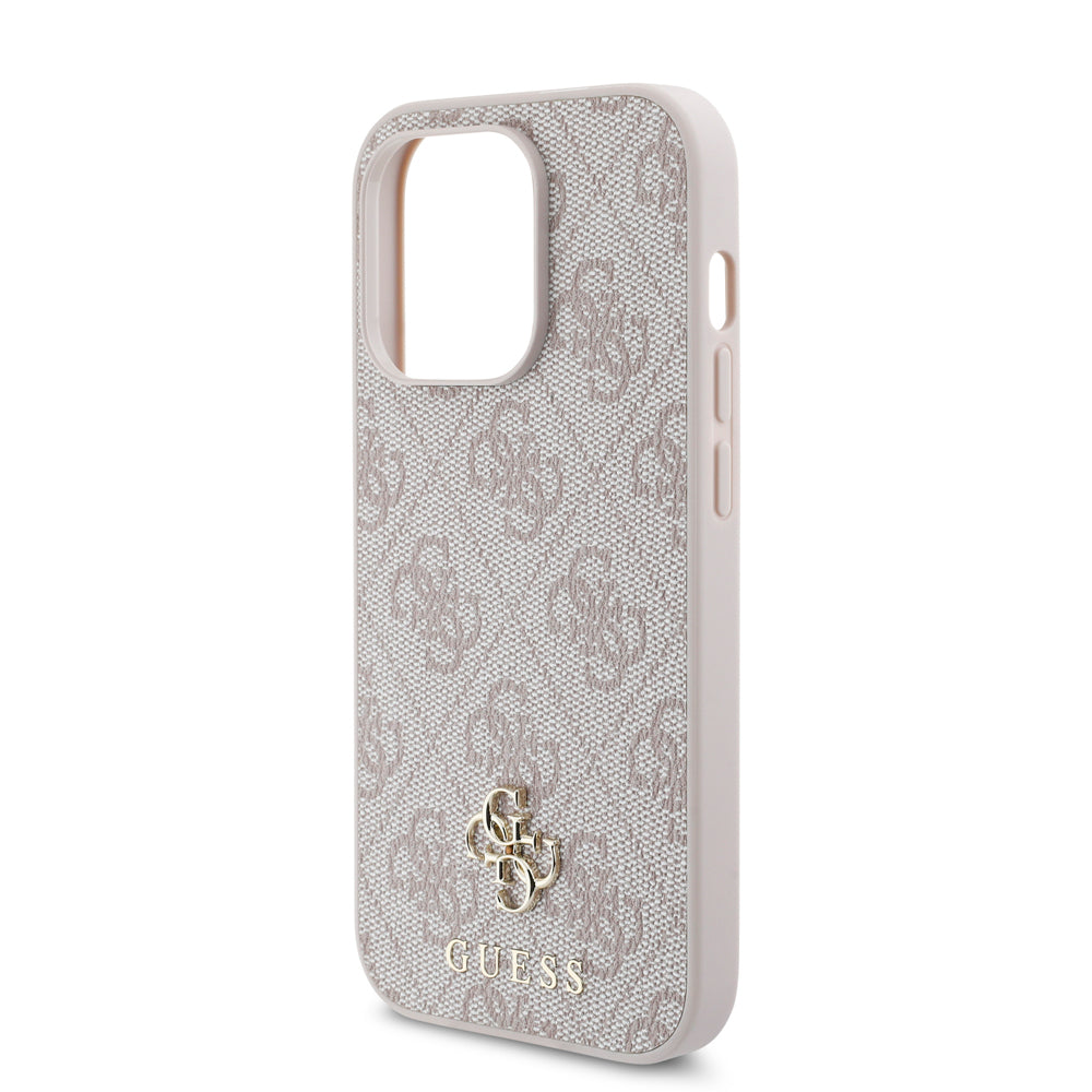 Apple iPhone 14 Pro Kılıf Guess Orjinal Lisanslı Magsafe Şarj Özellikli Small 4G Classic Kapak Pembe