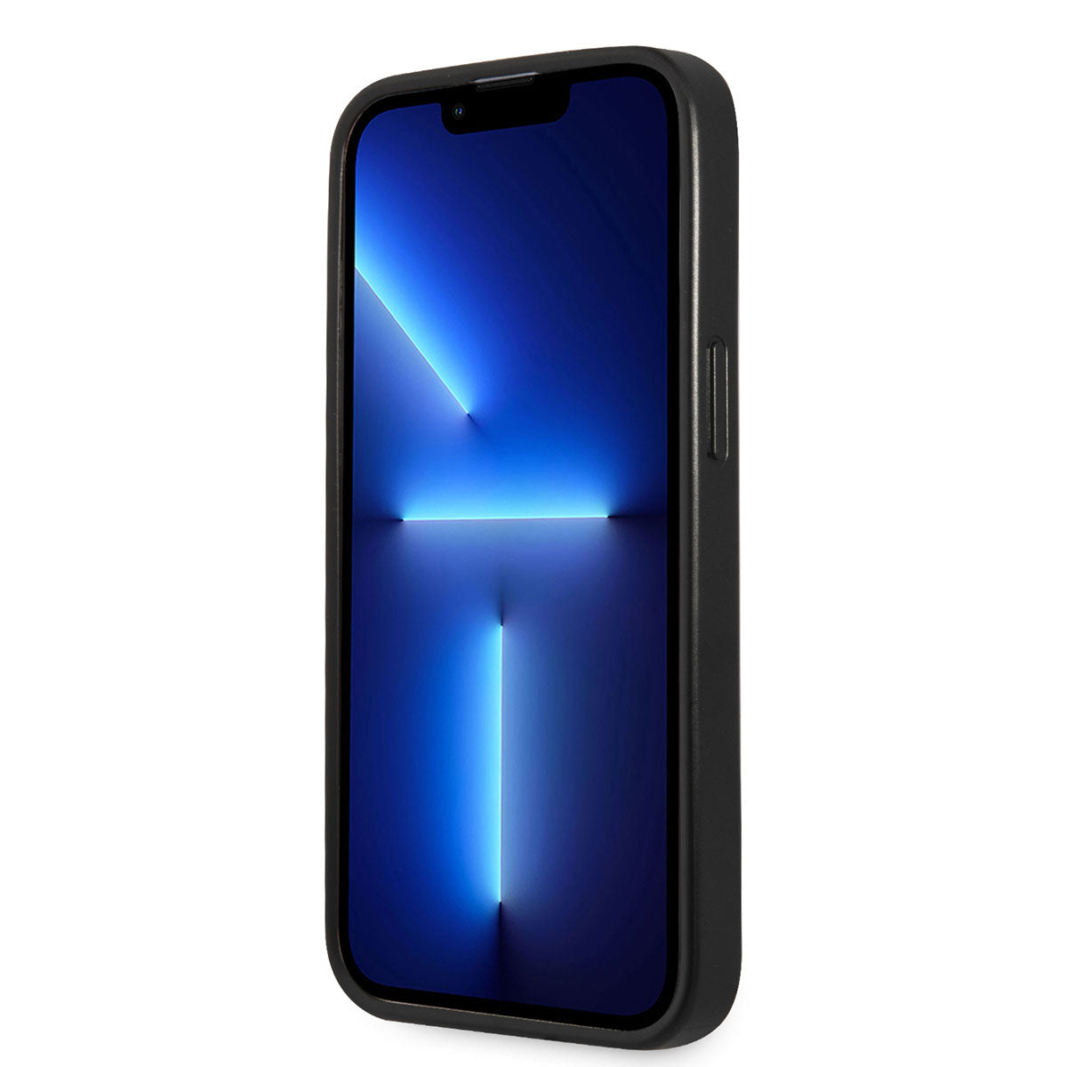 Apple iPhone 14 Pro Kılıf GUESS PU Safran Deri Üçgen Logo Dizayn Kapak Siyah