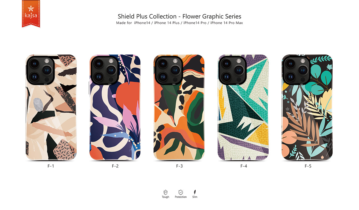 Apple iPhone 14 Pro Kılıf HD Desenli Kajsa Shield Plus Flower Graphic Serisi Kapak Siyah