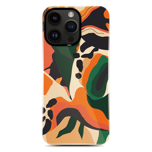 Apple iPhone 14 Pro Kılıf HD Desenli Kajsa Shield Plus Flower Graphic Serisi Kapak Turuncu