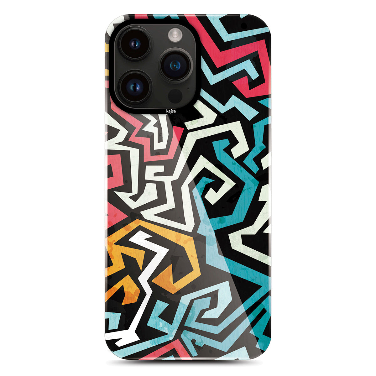 Apple iPhone 14 Pro Kılıf HD Desenli Kajsa Shield Plus Grafiti Serisi Kapak Mavi