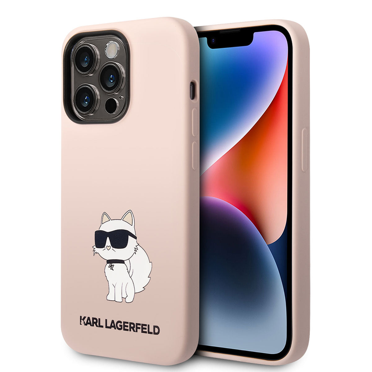 Apple iPhone 14 Pro Kılıf Karl Lagerfeld Silikon Choupette Dizayn Kapak Pembe