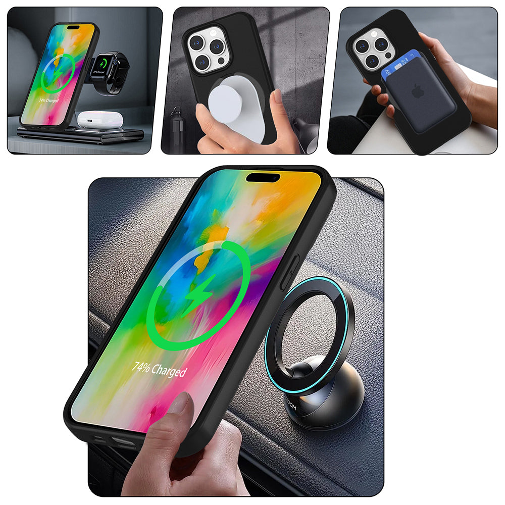 Apple iPhone 14 Pro Kılıf M-safe Şarj Özellikli Standlı Zore Samara Kapak Lila