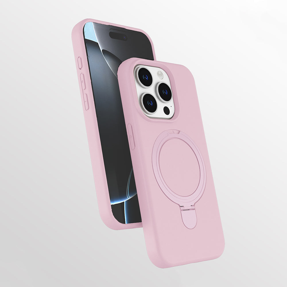 Apple iPhone 14 Pro Kılıf M-safe Şarj Özellikli Standlı Zore Samara Kapak Pembe