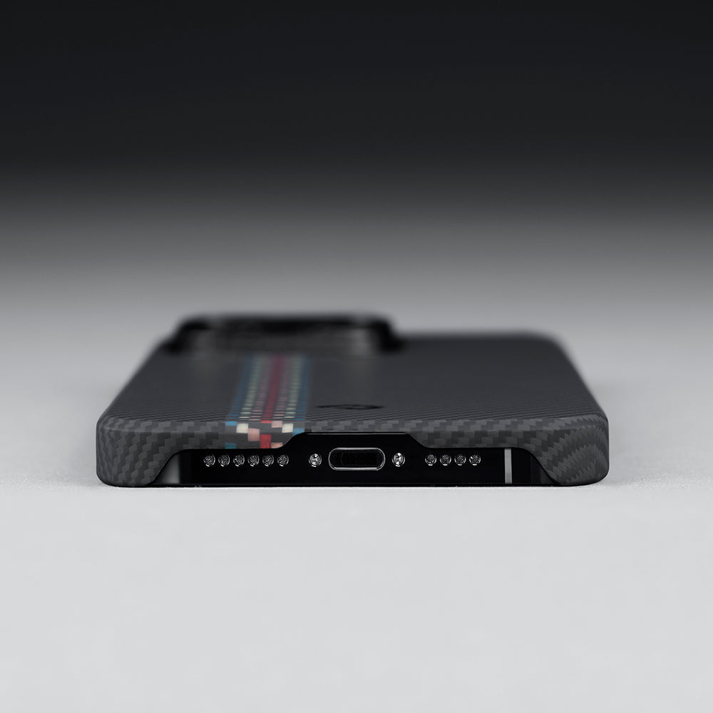 Apple iPhone 14 Pro Kılıf Magsafe Şarj Özellikli 600D Aramid Fiber Pitaka Tactile Woven Orchestra Serisi Rhapsody Kapak Siyah