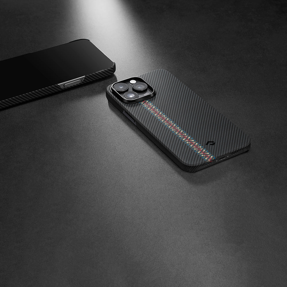 Apple iPhone 14 Pro Kılıf Magsafe Şarj Özellikli 600D Aramid Fiber Pitaka Tactile Woven Orchestra Serisi Rhapsody Kapak Siyah