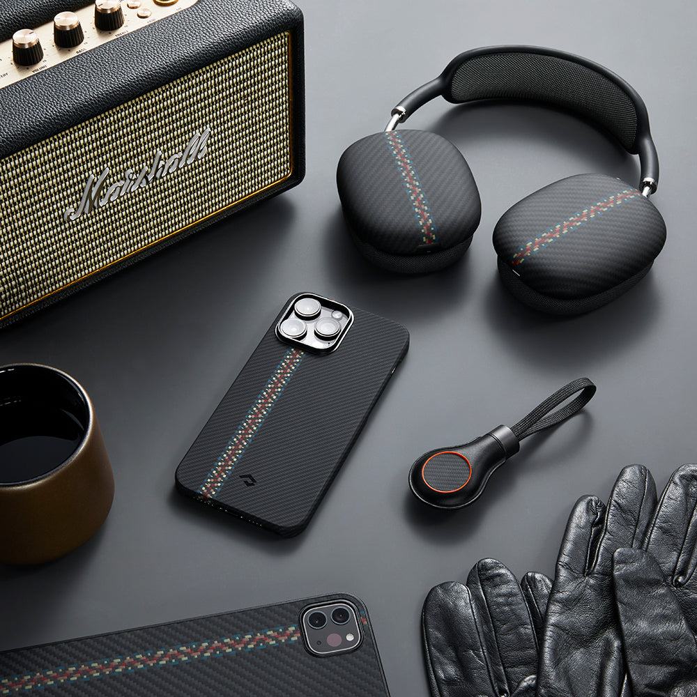 Apple iPhone 14 Pro Kılıf Magsafe Şarj Özellikli 600D Aramid Fiber Pitaka Tactile Woven Orchestra Serisi Rhapsody Kapak Siyah