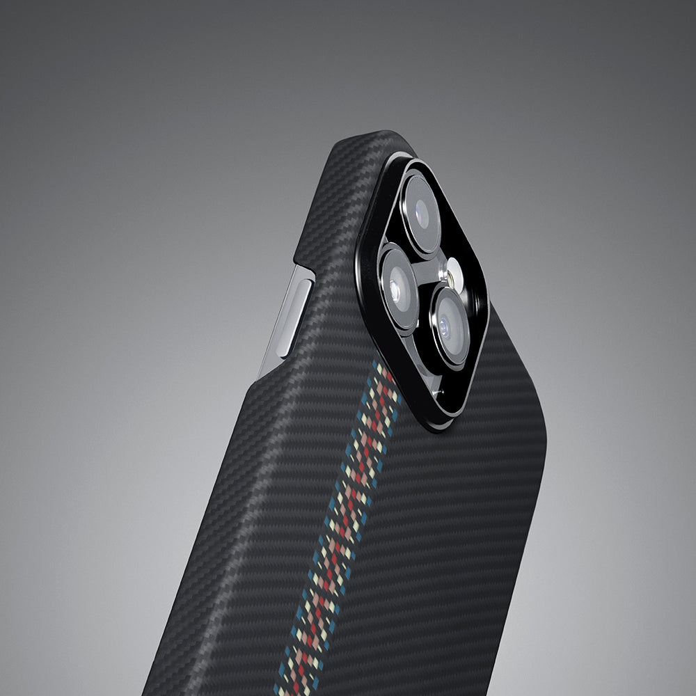 Apple iPhone 14 Pro Kılıf Magsafe Şarj Özellikli 600D Aramid Fiber Pitaka Tactile Woven Orchestra Serisi Rhapsody Kapak Siyah