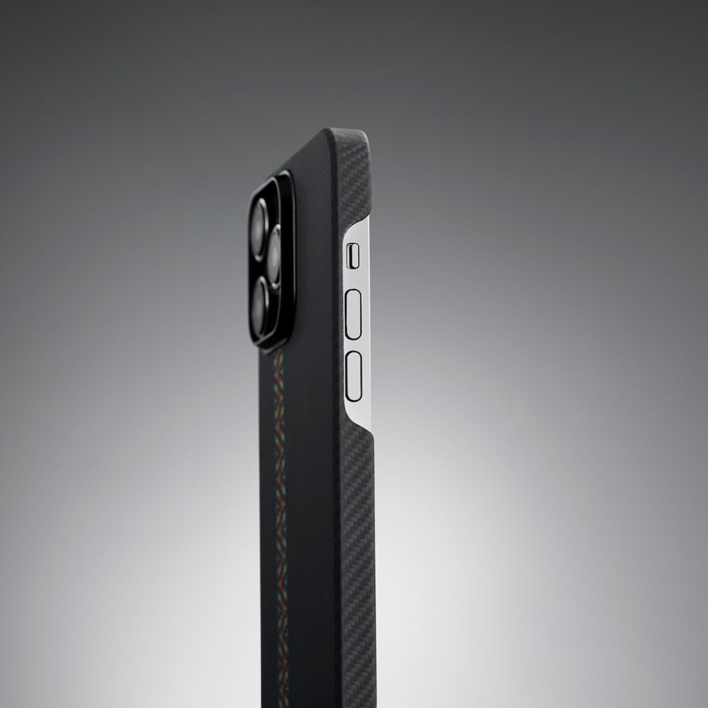 Apple iPhone 14 Pro Kılıf Magsafe Şarj Özellikli 600D Aramid Fiber Pitaka Tactile Woven Orchestra Serisi Rhapsody Kapak Siyah