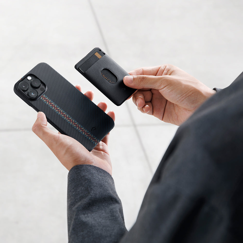 Apple iPhone 14 Pro Kılıf Magsafe Şarj Özellikli 600D Aramid Fiber Pitaka Tactile Woven Orchestra Serisi Rhapsody Kapak Siyah