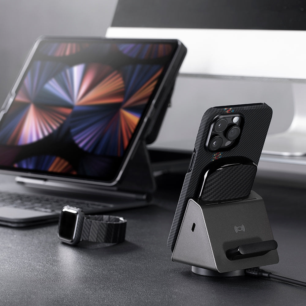 Apple iPhone 14 Pro Kılıf Magsafe Şarj Özellikli 600D Aramid Fiber Pitaka Tactile Woven Orchestra Serisi Rhapsody Kapak Siyah