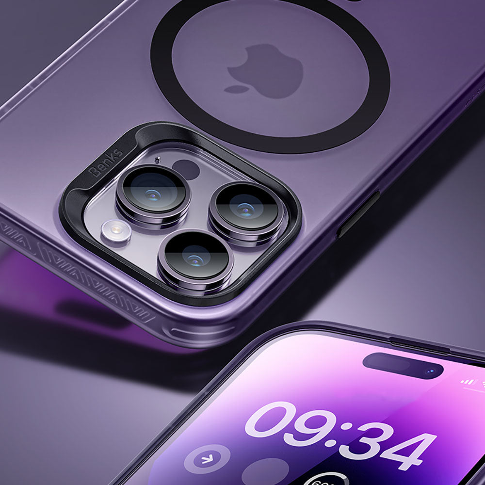 Apple iPhone 14 Pro Kılıf Magsafe Şarj Özellikli Benks Lucid Armor Kapak Siyah