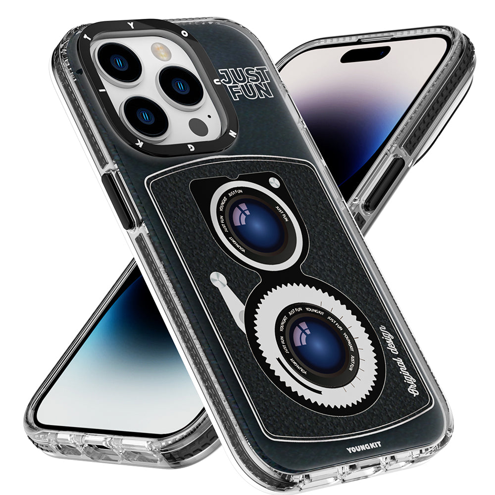 Apple iPhone 14 Pro Kılıf Magsafe Şarj Özellikli Lens Figürlü YoungKit Art Film Serisi Kapak Pembe