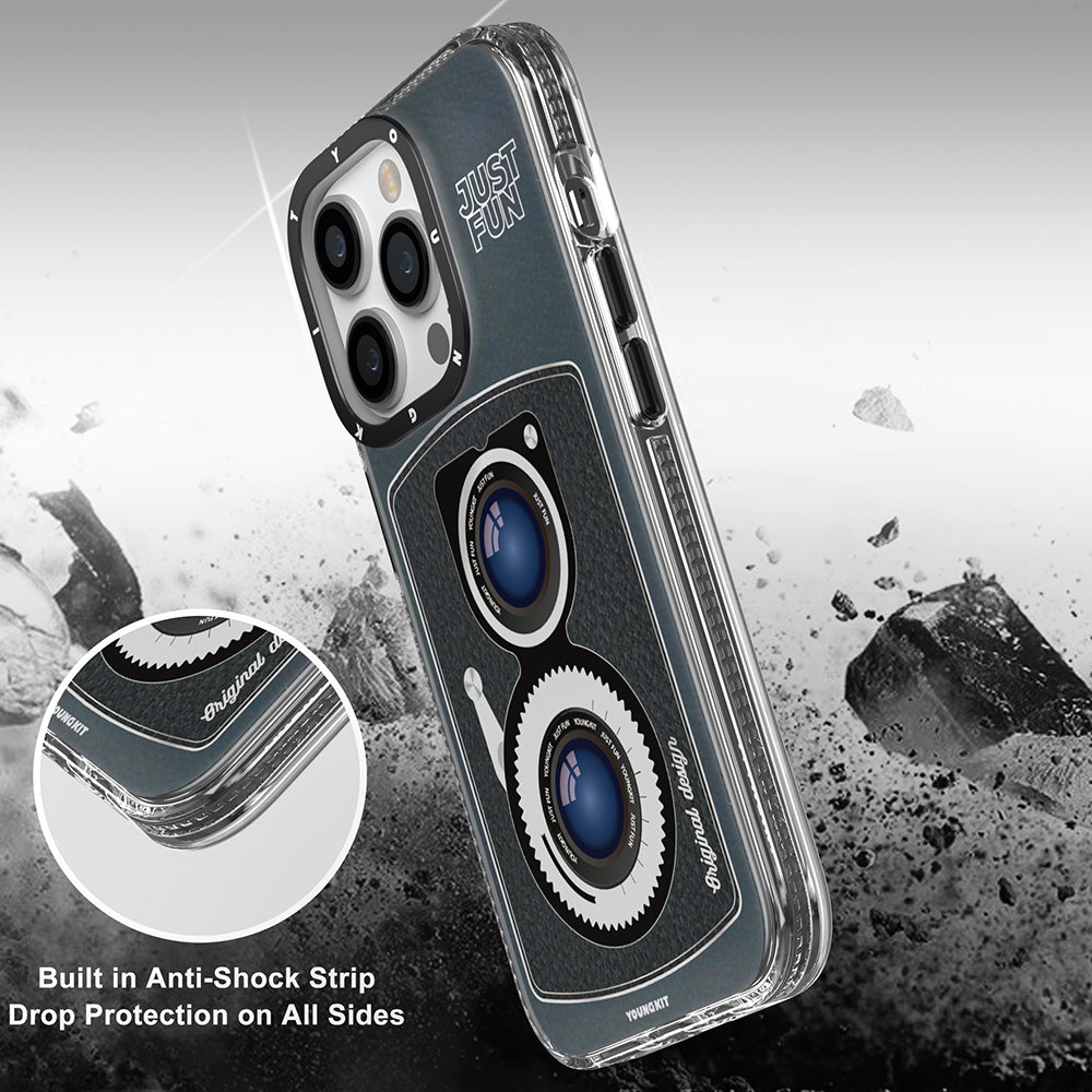 Apple iPhone 14 Pro Kılıf Magsafe Şarj Özellikli Lens Figürlü YoungKit Art Film Serisi Kapak Pembe