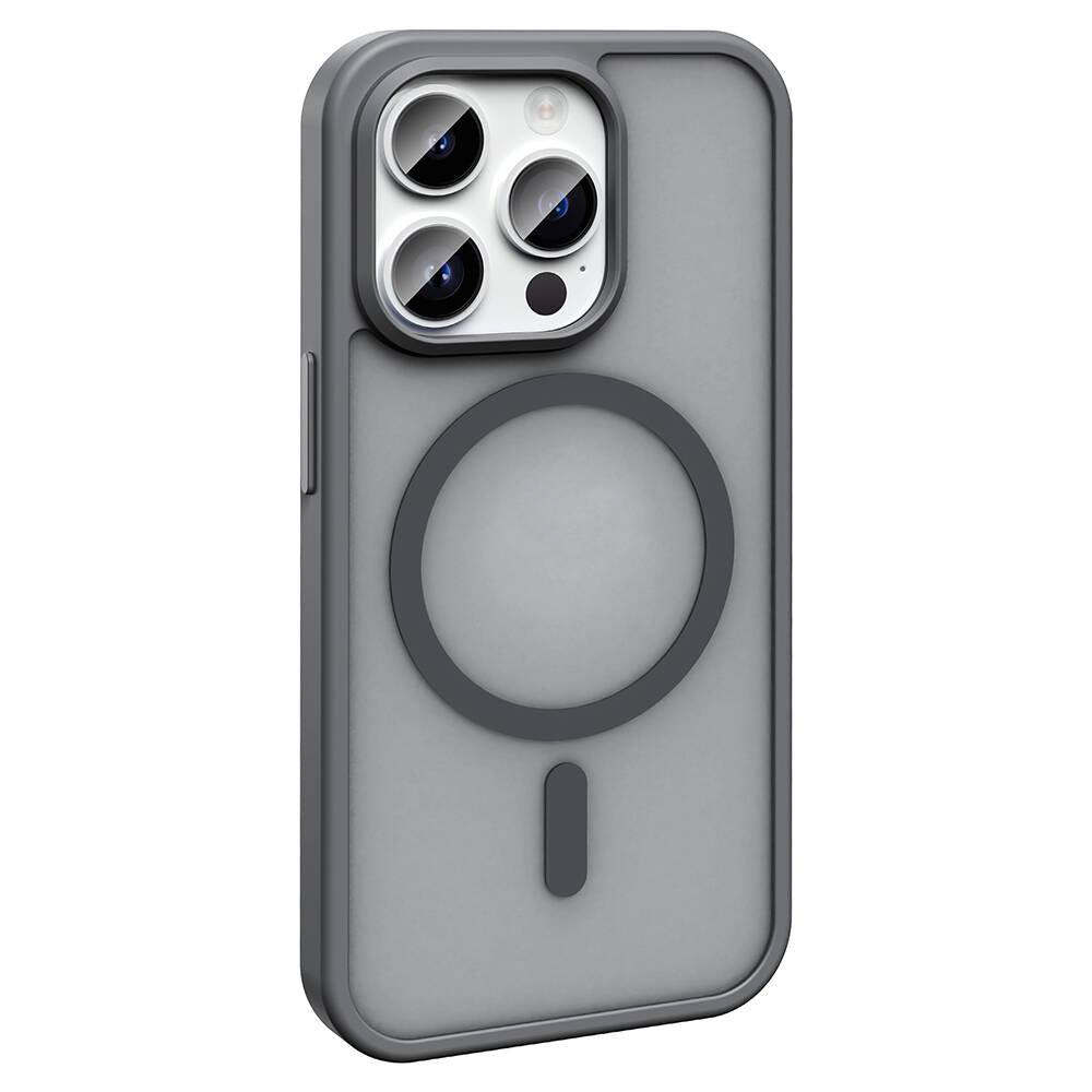 Apple iPhone 14 Pro Kılıf M-safe Şarj Özellikli Mat Arka Yüzey Zore Sio Kapak Gri