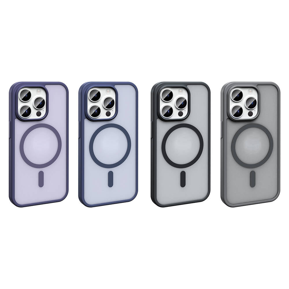 Apple iPhone 14 Pro Kılıf M-safe Şarj Özellikli Mat Arka Yüzey Zore Sio Kapak Koyu Mor