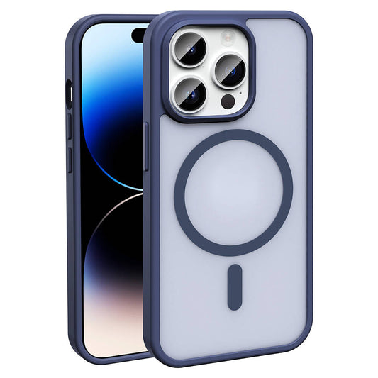 Apple iPhone 14 Pro Kılıf M-safe Şarj Özellikli Mat Arka Yüzey Zore Sio Kapak Lacivert