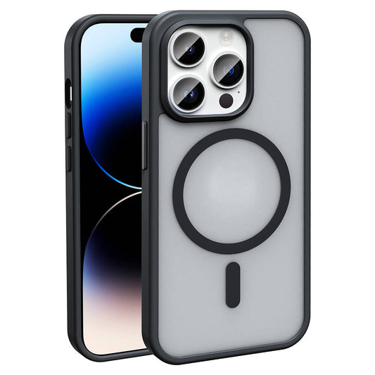 Apple iPhone 14 Pro Kılıf M-safe Şarj Özellikli Mat Arka Yüzey Zore Sio Kapak Siyah