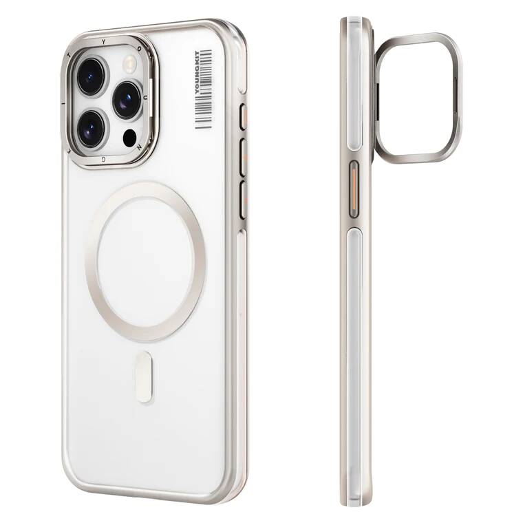 Apple iPhone 14 Pro Kılıf Magsafe Şarj Özellikli Sararma Önleyici Youngkit Crystal Grid Kapak Siyah