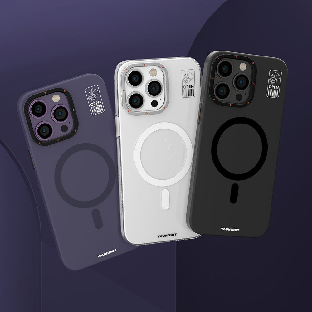 Apple iPhone 14 Pro Kılıf Magsafe Şarj Özellikli Standlı YoungKit Hermit Bracket Serisi Kapak Derin Mor