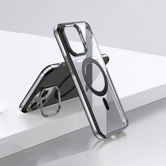 Apple iPhone 14 Pro Kılıf Magsafe Şarj Özellikli Wlons Standlı Efsane Kapak Siyah