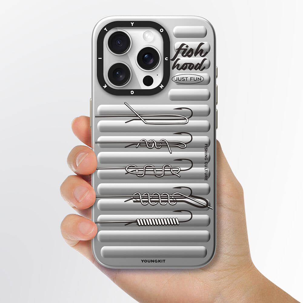 Apple iPhone 14 Pro Kılıf Magsafe Şarj Özellikli Youngkit Fishing Serisi Kapak Gri