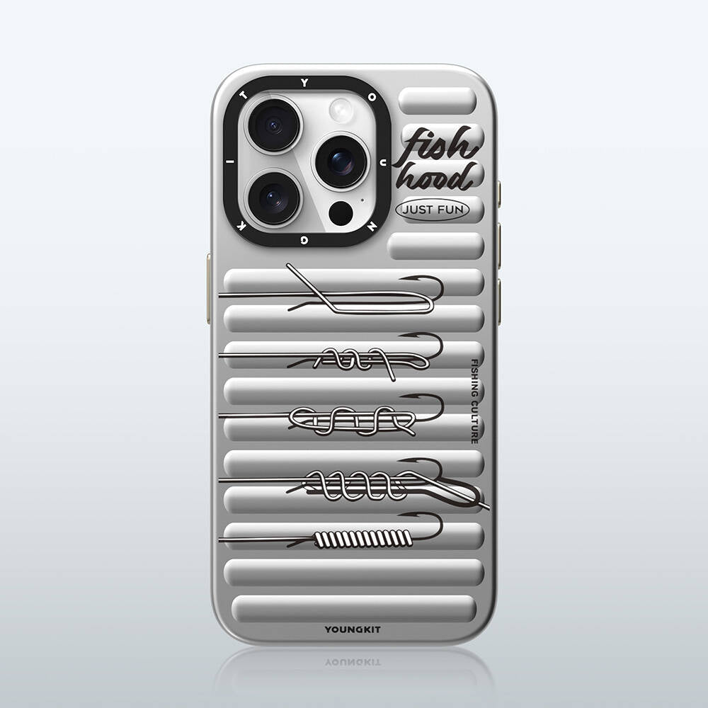 Apple iPhone 14 Pro Kılıf Magsafe Şarj Özellikli Youngkit Fishing Serisi Kapak Gri