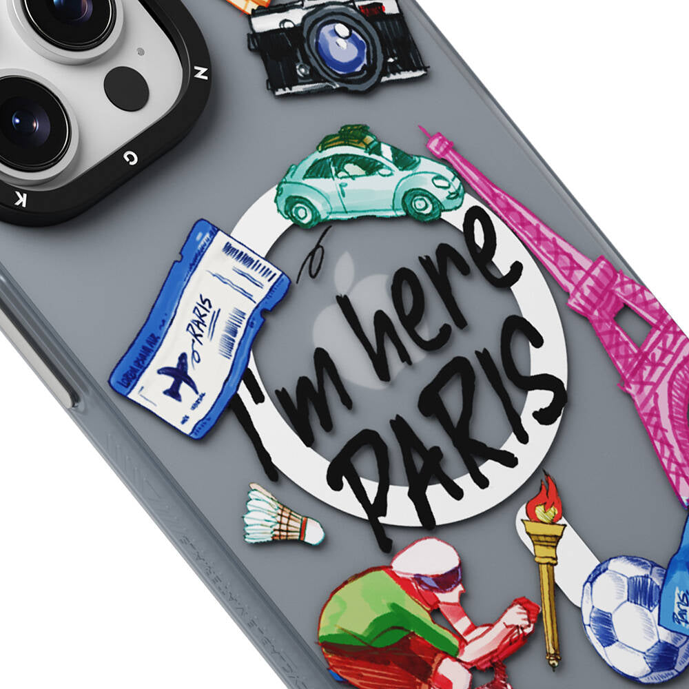 Apple iPhone 14 Pro Kılıf Magsafe Şarj Özellikli Youngkit in Paris Serisi Kapak Gri