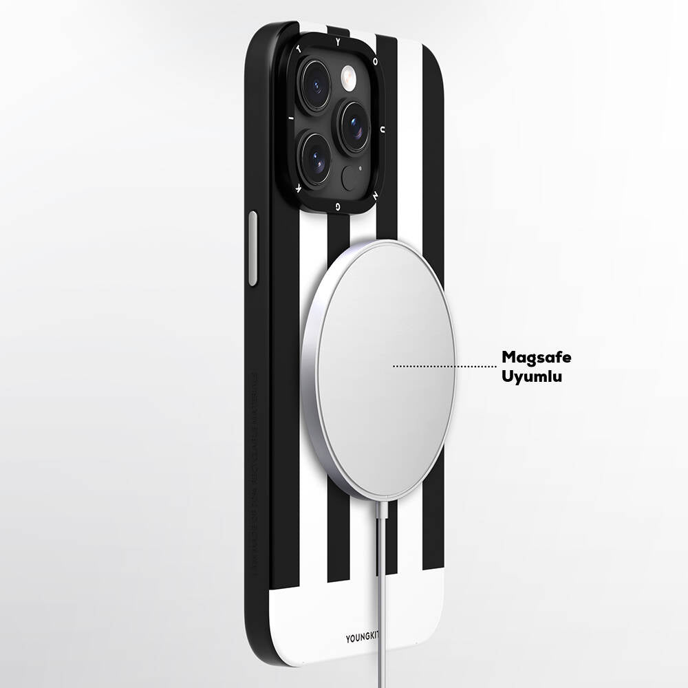 Apple iPhone 14 Pro Kılıf Magsafe Şarj Özellikli Youngkit Striped Piano Keys Serisi Kapak Pembe