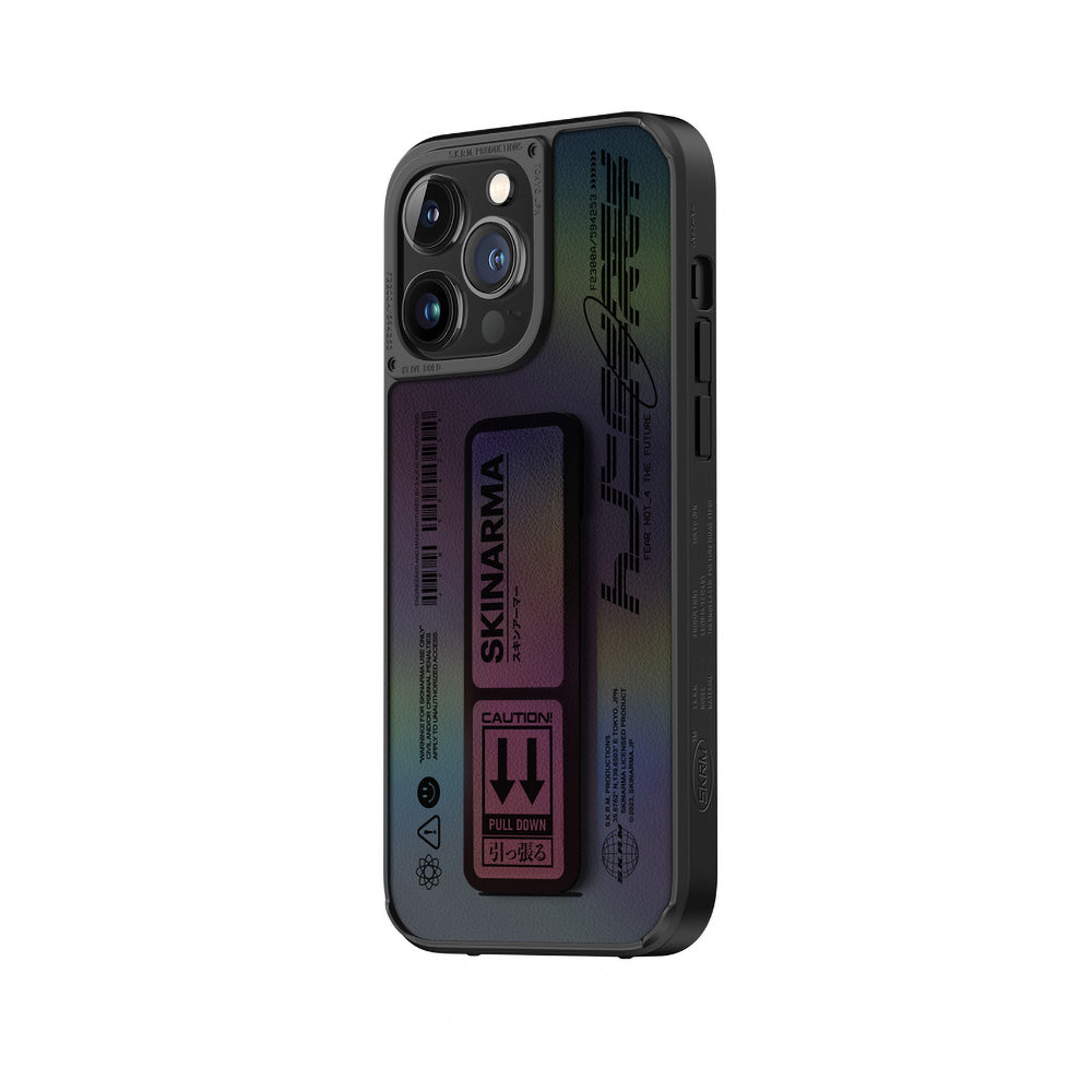 Apple iPhone 14 Pro Kılıf SkinArma Holografik Tasarımlı Standlı Deri Görünümlü Kira Kobai Kapak Colorful