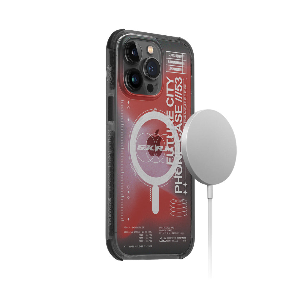 Apple iPhone 14 Pro Kılıf SkinArma Şeffaf Airbag Tasarımlı Magsafe Şarj Özellikli Shorai Kapak Kırmızı