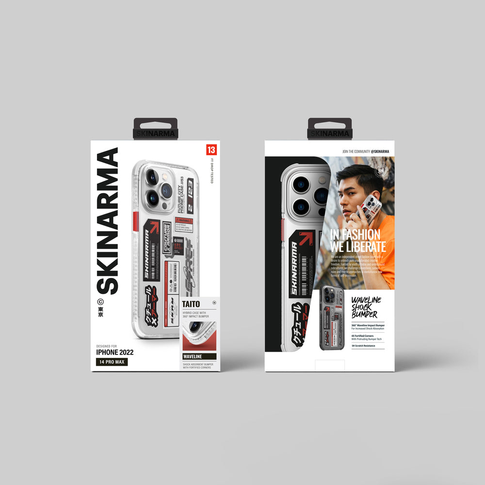 Apple iPhone 14 Pro Kılıf SkinArma Şeffaf Desenli Airbag Tasarımlı Taito Kapak Renksiz