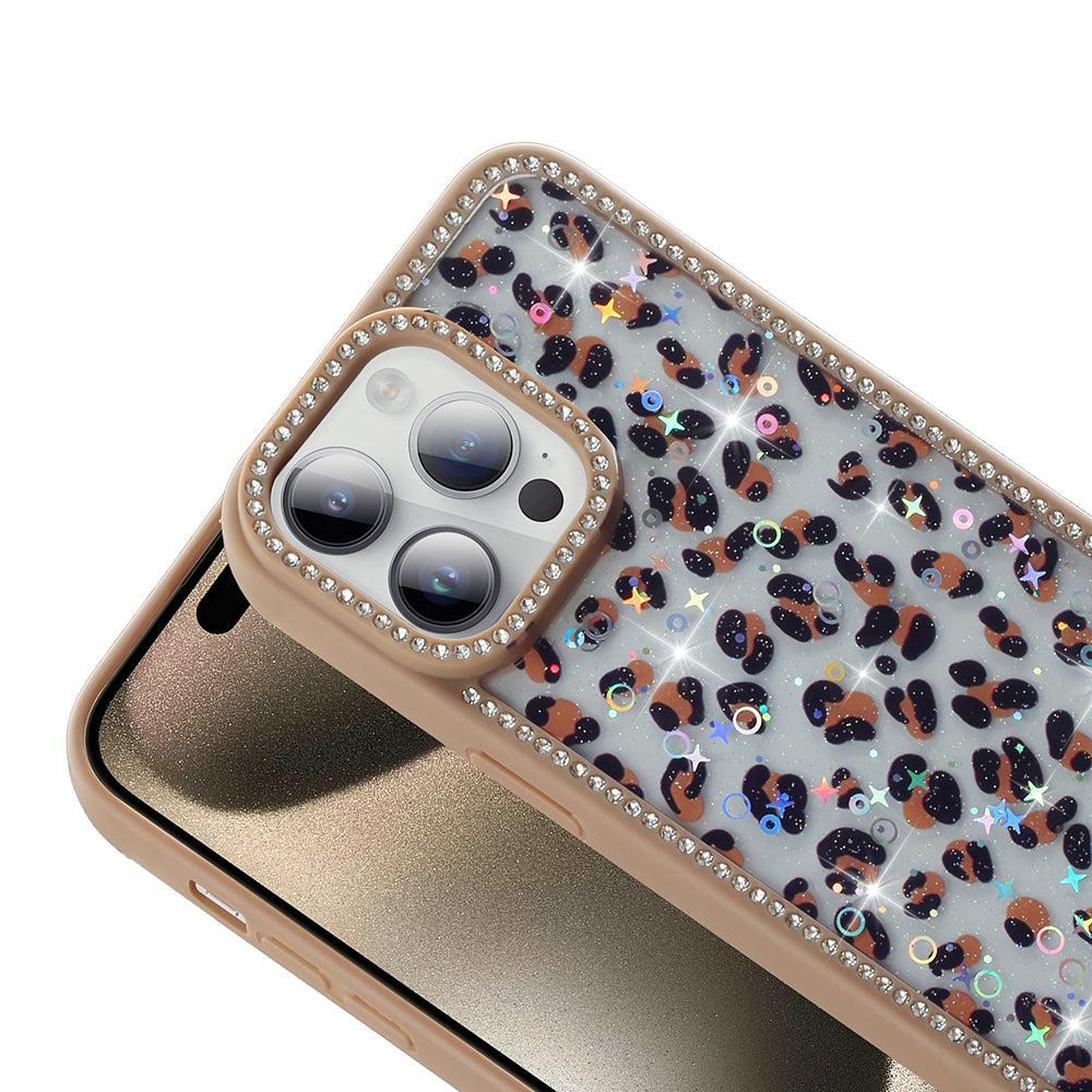 Apple iPhone 14 Pro Kılıf Taşlı ve Simli Tasarım Zore Azra Kapak Pembe