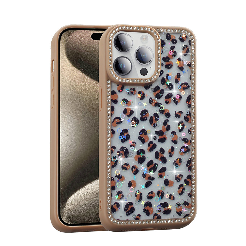 Apple iPhone 14 Pro Kılıf Taşlı ve Simli Tasarım Zore Azra Kapak Gold