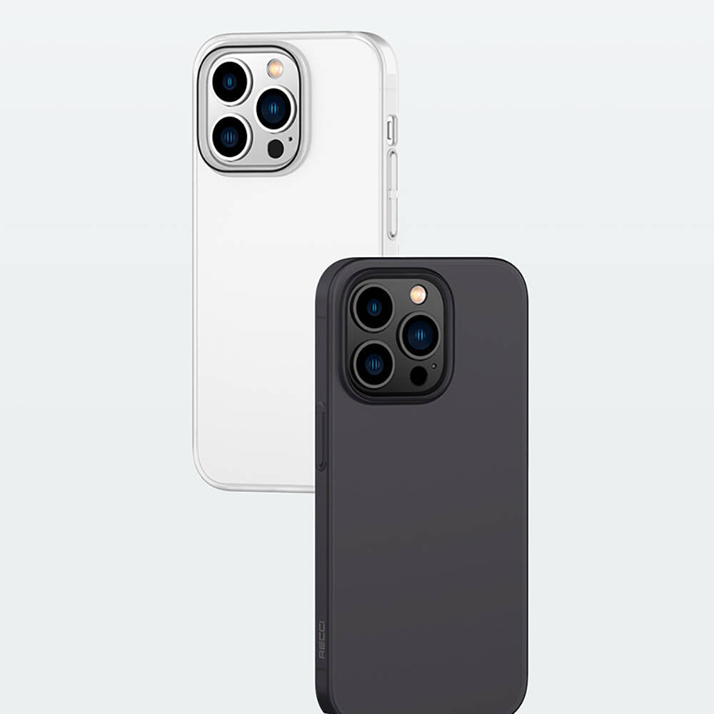 Apple iPhone 14 Pro Kılıf Ultra İnce Mat PC Arka Yüzey Recci Elite Serisi Kapak Gri