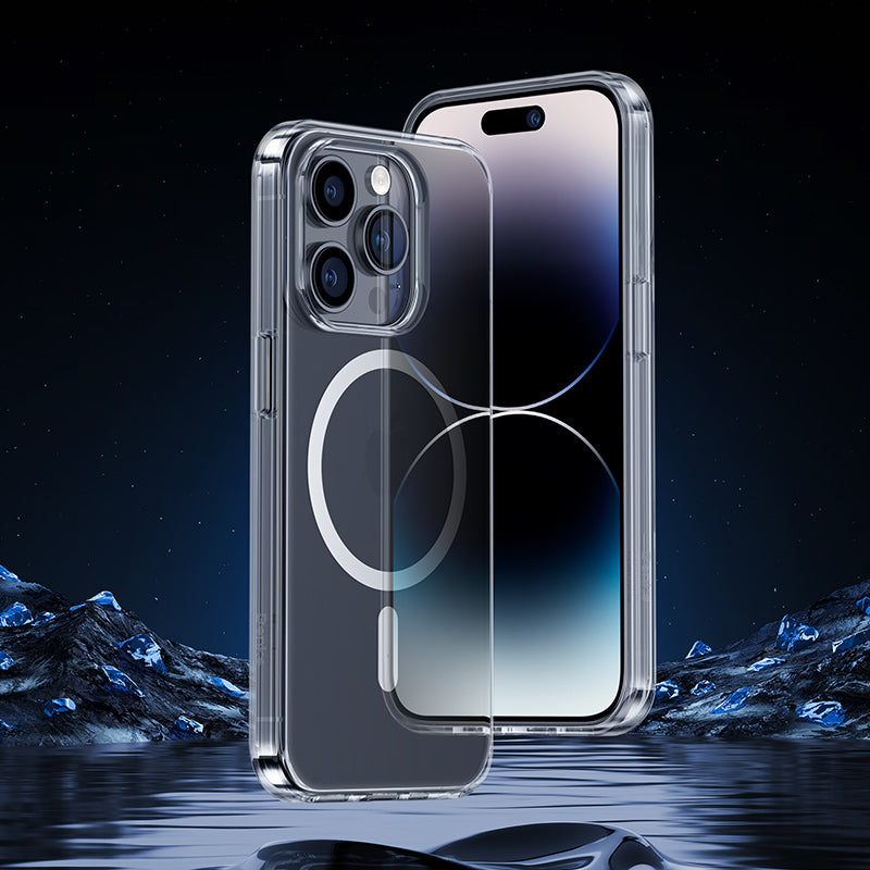 Apple iPhone 14 Pro Kılıf Wireless Şarj Destekli Benks Yeni Magnetik Crystal PC Kapak Renksiz