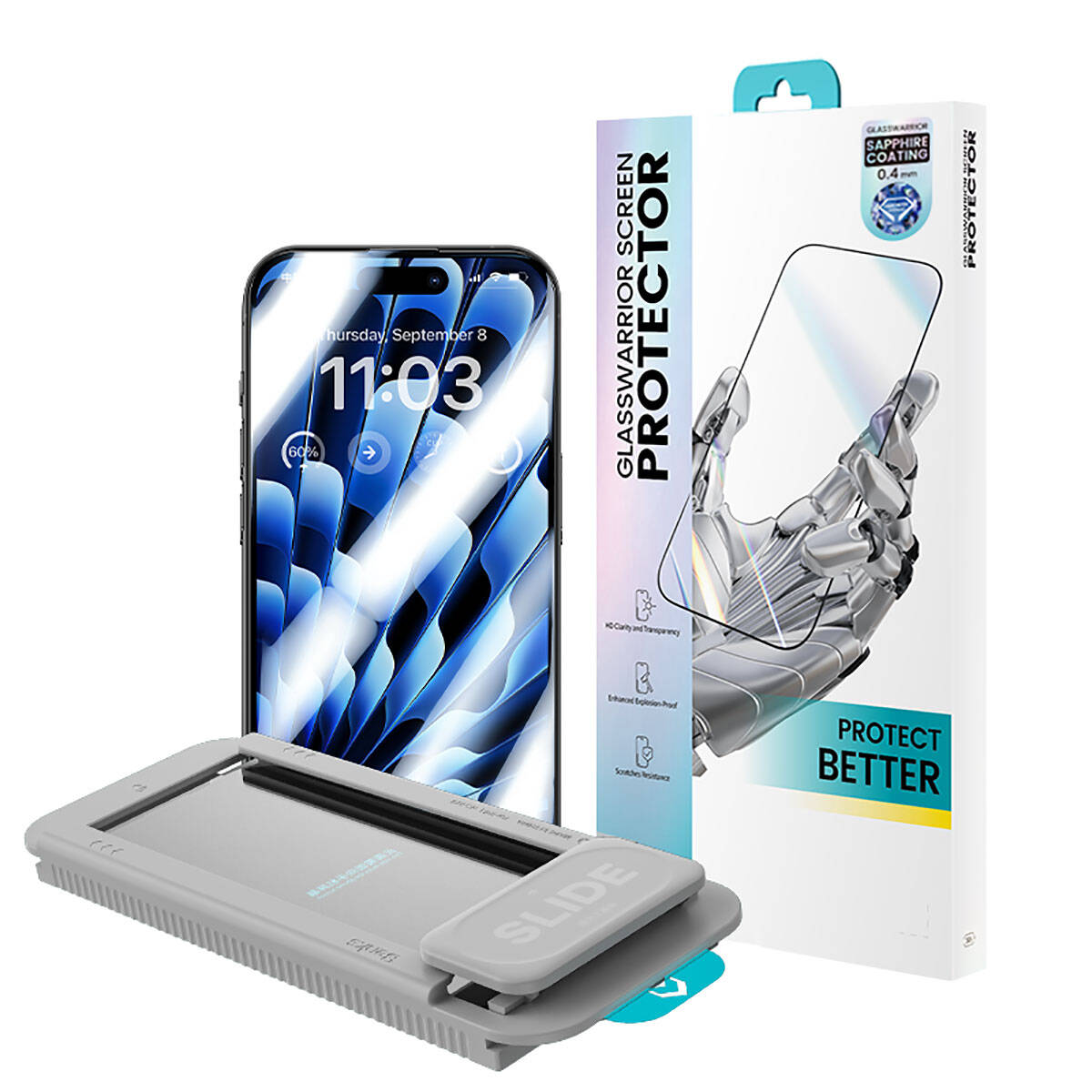 Apple iPhone 14 Pro Max Benks V Pro Safir Shield Ekran Koruyucu + Kolay Uygulama Aparatlı Siyah