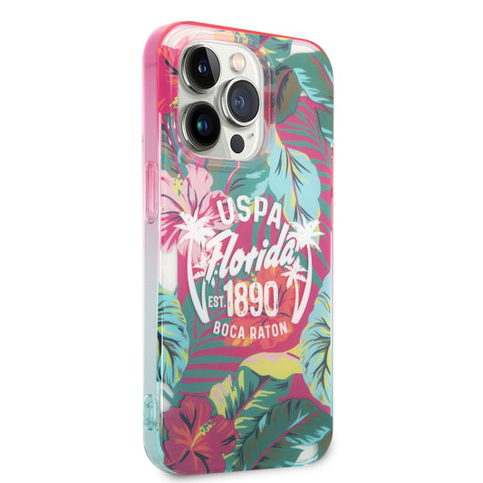 Apple iPhone 14 Pro Max Case U.S. Polo Assn. Color Leaf Printed Design Cover Yeşil